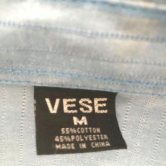 Vese  Men's Casual Blue Striped Short Sleeve Button Up Shirt " - Picture 10 of 10